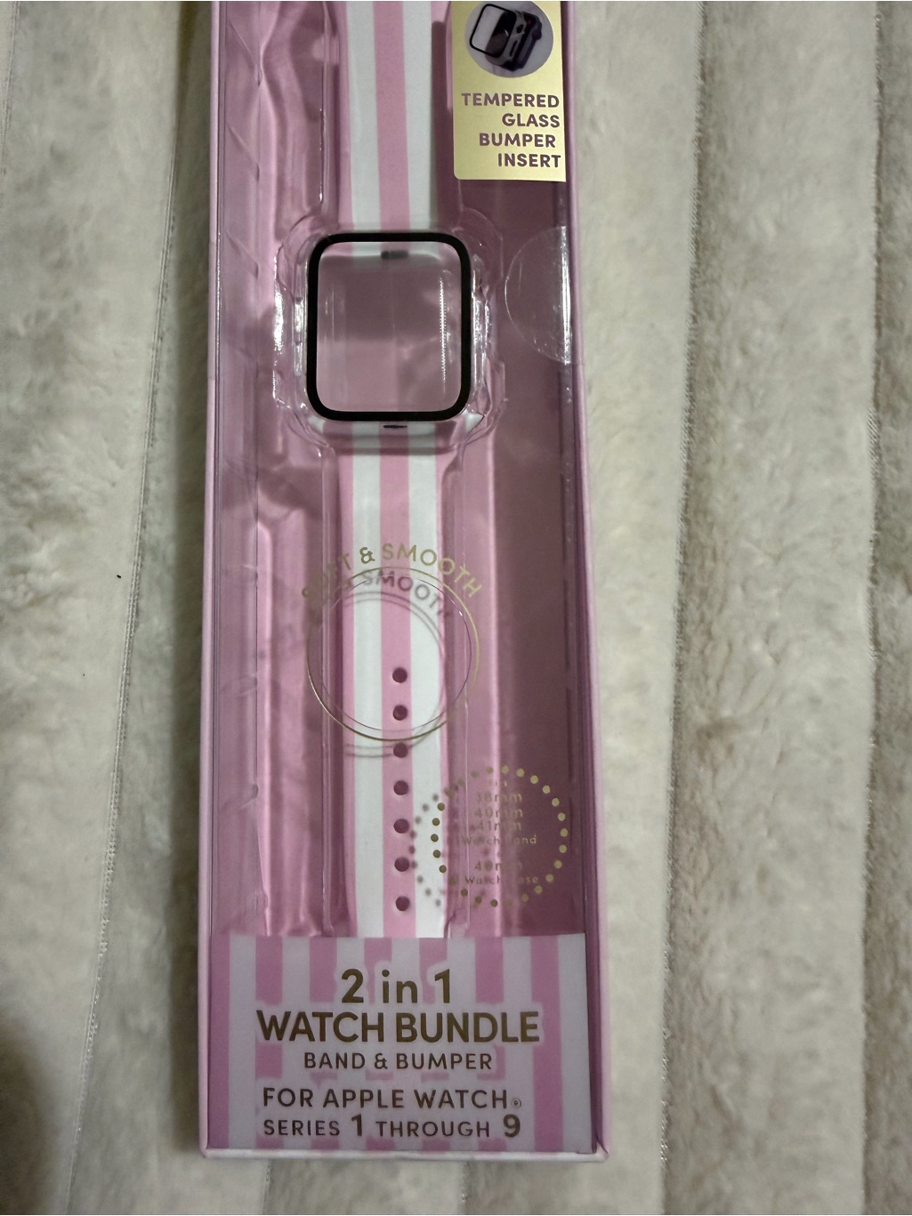 Poppy Barley Pink & White 2-In-1 Silicone Apple Watch Band — image 3 of 4